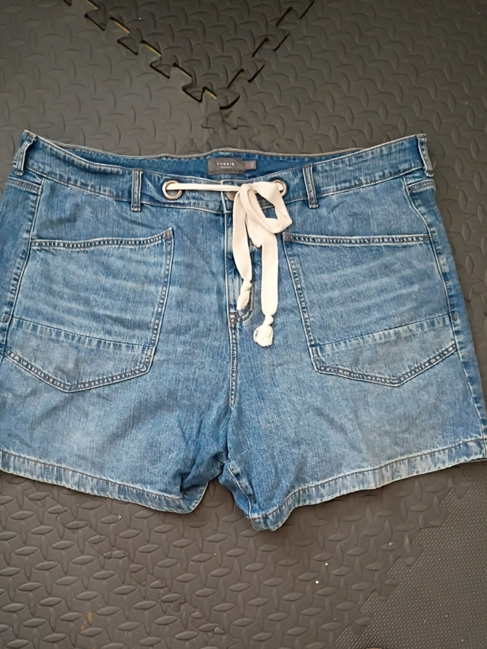 torrid Light Blue Denim Drawstring Shorts